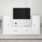 Gossi set dulap tv, 4 piese, alb extralucios, lemn prelucrat