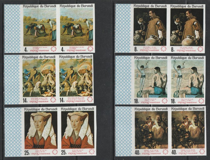 Burundi 1967 - Expozitia Filatelica Montreal x2 NEDANTELATE 6v MNH