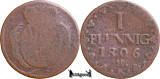 1806 H, 1 Pfennig - Frederic August al III-lea - Electoratul Saxoniei, Europa