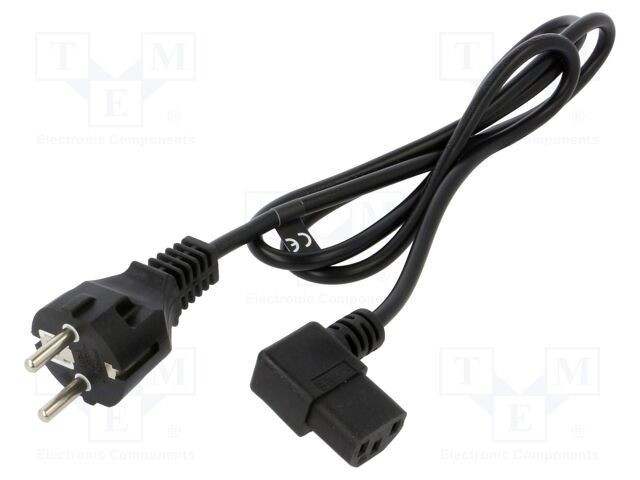 Cablu 3x0,75mm2 CEE 7/7 mufă IEC C13 mamă 90&deg; PVC 1,2m POS