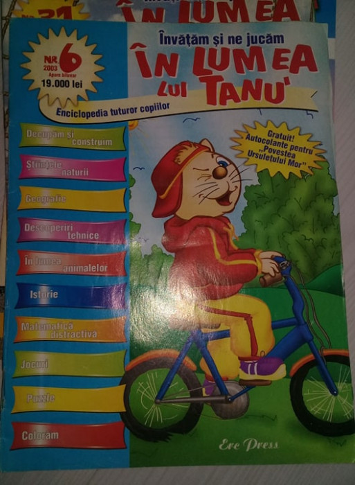 3 Reviste Invatam sa ne jucam IN LUMEA LUI TANU,Enciclopedia tuturor copiilor