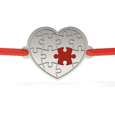 Bratara din argint cu snur model Puzzle frame foto