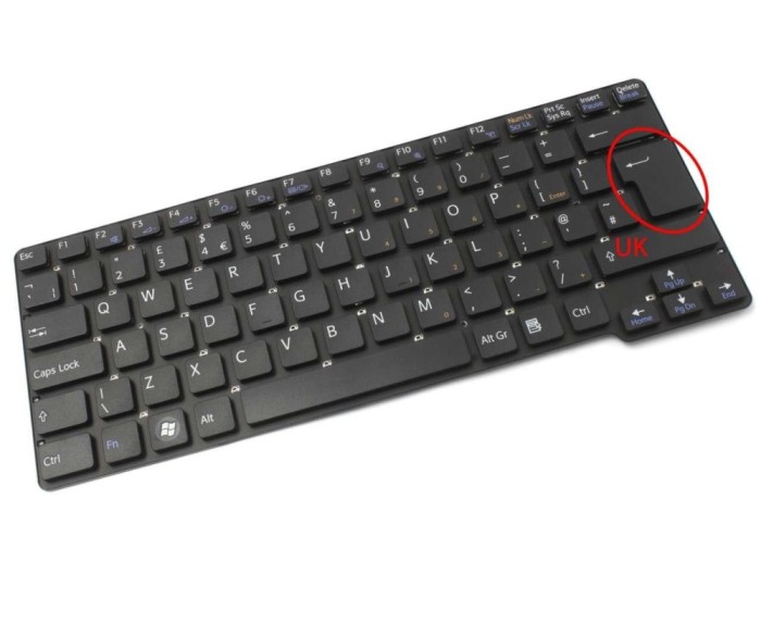 Tastatura Sony Neagra 148756111 layout UK fara rama enter mare, MP 09F53US 886 layout UK fara rama enter mare