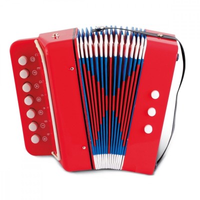 Acordeon cu 7 clape si 3 butoane bass, functional pentru copii foto
