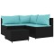 Set mobilier relaxare gradina 4 piese cu perne poliratan negru
