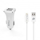 Incarcatoru Auto (14123) De Tech DE-01i, 5V/2.4A, 12/24V,+ Cablu Lightning, 2 x USB, Alb Blister