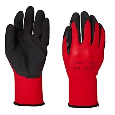Set 2 Manusi cu Palme Acoperite din Latex Calibru 13, Respirabile, Rosu cu Negru, Marimea 9, L