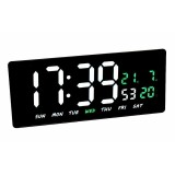 Ceas Digital LED Alb-Verde JH-3604: Alarma, Calendar, Temperatura, Afisaj Ajustabil, Montare pe Perete/Birou