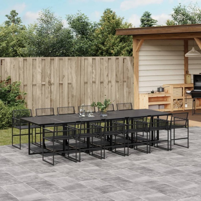 Gossi set mobilier de gradina, 13 piese, negru, poliratan