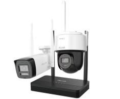Kit supraveghere IP Wireless Hikvision HiLook IKS-2044BPH-PH/W, 1x camera dome, 1x camera bullet, 4MP, Audio, NVR 4 canale SafetyGuard Surveillance foto