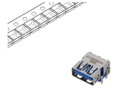 Soclu USB 3.0 A PCB THT 90&amp;deg; Aurit foto