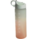 Sticla apa gradata Pufo Motivational pentru sport, fitness, antrenamente, cu pai inclus, 500 ml, verde/portocaliu