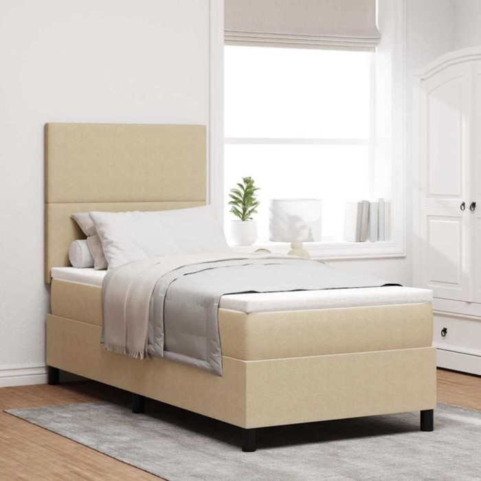 Pat Box Spring cu Saltea și Lumi LED Verde Gri Corduroy pentru Un Parc