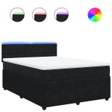 Cumpara ieftin Pat box spring cu saltea, negru, 140x190 cm, catifea