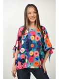 Cumpara ieftin BLUZA CU MANECA SCURTA OVERSIZE SPLENDIDO MULTICOLORA TALIE UNICA Multicolora