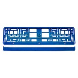 Suport numar inmatriculare albastra metalizat AMiO, suport placuta auto cu montaj usor, banda cu clips, fara gaurire, pentru orice autoturism