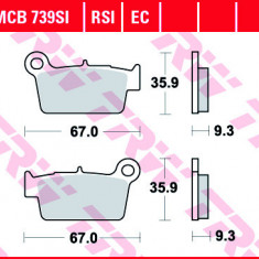 Set placute frana spate TRW MCB739SI - Beta RR Enduro - Gas Gas EC-XC - Kawasaki KX-F - Sherco SE - SM - Suzuki RM-Z - RM-X - Yamaha WR - YZ - YZ-F