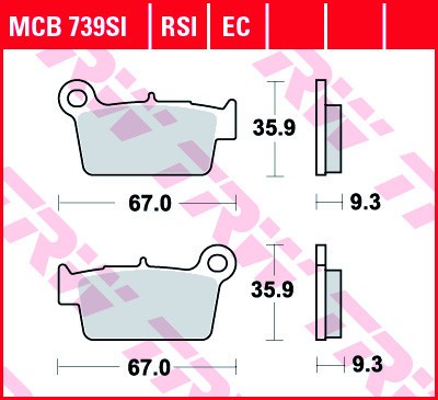 Set placute frana spate TRW MCB739SI - Beta RR Enduro - Gas Gas EC-XC - Kawasaki KX-F - Sherco SE - SM - Suzuki RM-Z - RM-X - Yamaha WR - YZ - YZ-F foto