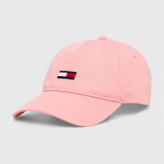 Tommy Jeans șapcă de baseball din bumbac culoarea roz, uni AW0AW15842