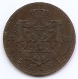 Romania 5 Bani 1882 B - Carol I, Cupru, 25 mm, KM-19 (3)