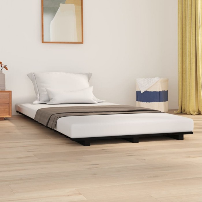 Gossi cadru de pat, negru, 90x190 cm, lemn masiv de pin