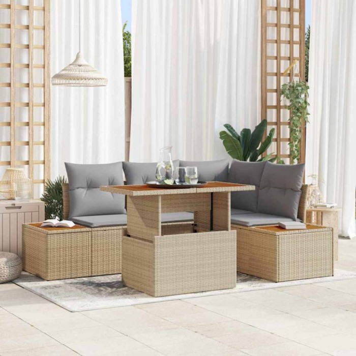 vidaXL Set de masă pentru grădină 5 pcs Bej și gri 100 x 55 x 73 cm