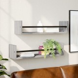 Gossi rafturi de perete cu bare, 2 buc, gri sonoma, 60x16x14 cm
