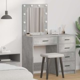 Masa de toaletă cu lumini LED, gri beton, 50x41x135 cm