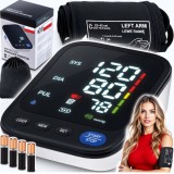 Tensiometru de Brat Digital, Ecran LCD Mare, Masurare Tensiune si Puls, Detectare Puls Neregulat, Manseta Reglabila, Saculet, Negru/Alb