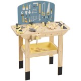 AIYAPLAY Banc de Lucru pentru Copii din Lemn de Pin, cu 28 de Accesorii și Cutie din PP, 3-8 Ani, Culoare Lemn | Aosom Romania