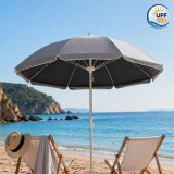 Umbrela Plaja Neagra Argintie cu Cadru Metalic UPF 50+ &Oslash; 1.80m