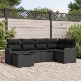 Gossi set de canapea de gradina cu 6 piese si perne, ratan polimer negru