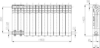 Radiator calorifer din aluminiu Fornello G350F, 10 elementi, inaltime 350 mm foto