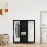 Dulap Dormitor vidaXL Stejar Negru 102x38x110 cm, cu Roti, Lemn Prelucrat, Sifonier Negru