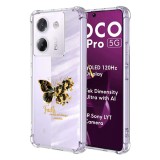 Husa antisoc pentru xiaomi poco m7 pro 5g - airbag tpu, col&Egrave;uri ranforsate- butterfly auriu