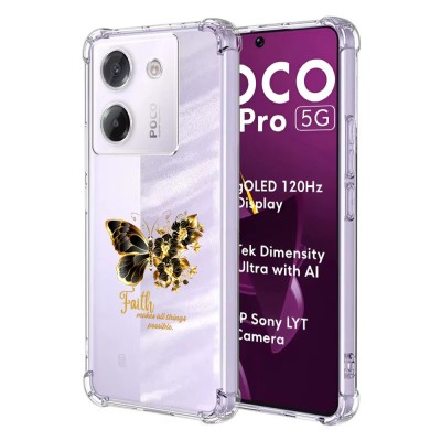 Husa antisoc pentru xiaomi poco m7 pro 5g - airbag tpu, col&amp;Egrave;uri ranforsate- butterfly auriu foto