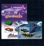 Gambia 2003 - Mașini de epoca, Corvette, colita si bloc neuzat