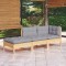 vidaXL Set mobilier grădină cu perne, 3 piese, gri, lemn masiv pin 3096279