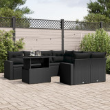 Set mobilier de gradina cu perne, 9 piese, negru, poliratan GartenMobel Dekor, vidaXL