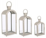 Cumpara ieftin Set 3 felinare metal gri Jillian 18x10x32 cm, 20.5x14.5x43 cm, 24.5x18.5x56 cm