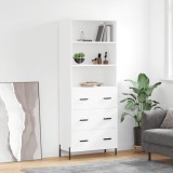 vidaXL Dulap &icirc;nalt, alb, 69,5x34x180 cm, lemn compozit