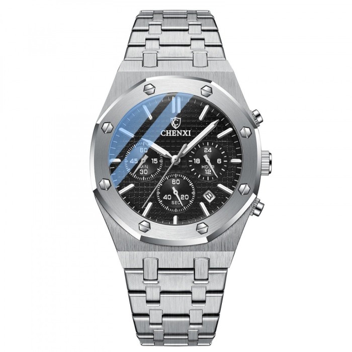 Ceas barbatesc Chenxi Cronograf Casual Fashion Business Quartz Argintiu