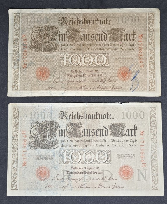 Lot Bancnote Germania - 1.000 Mark 1910