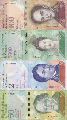 VENEZUELA lot 4 bancnote diferite VF/XF!!! foto