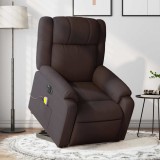 VidaXL Fotoliu electric masaj rabatabil cu ridicare maro &icirc;nchis textil