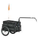 HOMCOM Remorcă Bicicletă pliabilă, cutie detașabilă 65L, &icirc;ncărcare max. 40kg, reflectoare siguranță, oțel, negru, 145x61x81cm | Aosom Romania