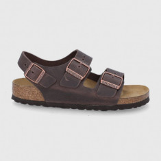 Birkenstock sandale de piele Milano femei, culoarea maro