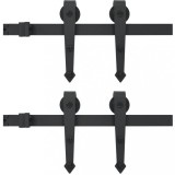 Cumpara ieftin Set piese pentru usi glisante, negru, 2 x 183 cm, otel
