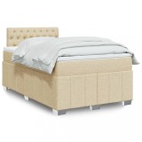 VidaXL Pat box spring cu saltea, crem, 120x200 cm, textil