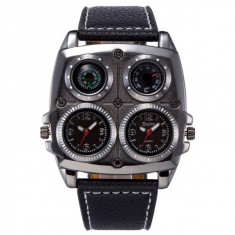 Ceas militar Oulm HP1140 Quartz time zone, negru foto